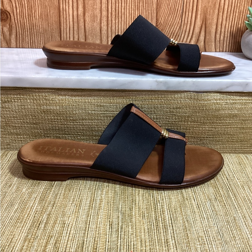 Italian Shoemakers Black and Tan Sandals - Picture 2 of 8